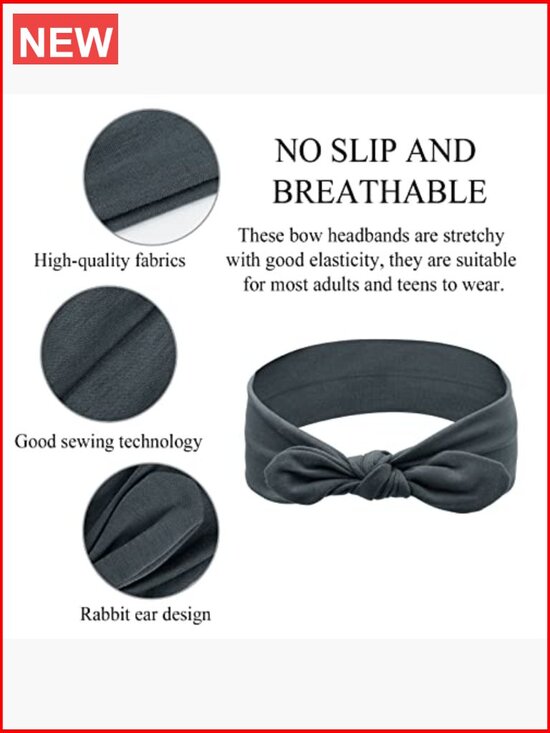 12 Pack Knotted Bow Headbands Elastic Hair Wraps for Women Soft Breathable